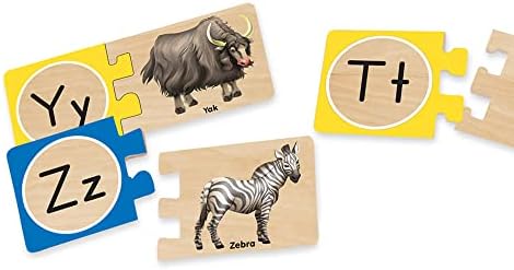 Puzzle din lemn cu alfabet autocolante Melissa & Doug și cutie de depozitare (52 piese) - Optimizat pentru SEO: Puzzle educativ pentru copii, alfabet interactiv din lemn, joc de învățare a literei. - imagine 4