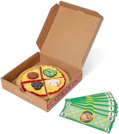 Set de pizza din lemn Melissa & Doug pentru copii de 3 ani și peste pentru joc de rol - 34 piese - imagine 4