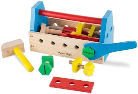 Set de scule portabil Melissa & Doug din lemn (24 piese) - Jucărie de construcție