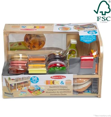Set de jucării din lemn Melissa & Doug pentru tăiat și așezat sandvișuri - Joc de rol cu alimente din lemn pentru copii de peste 3 ani - Cadou pentru băieți sau fete - imagine 6