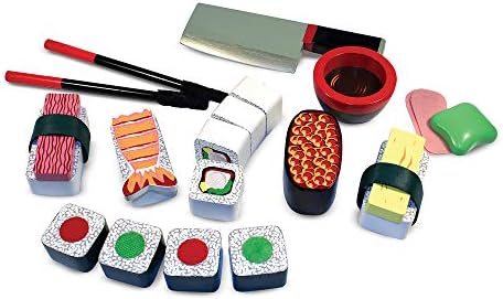 Set de joc din lemn Melissa & Doug pentru tăiat sushi | Joc de fantezie | Joc culinar | 3+ ani | Cadou pentru băieți sau fete - imagine 3