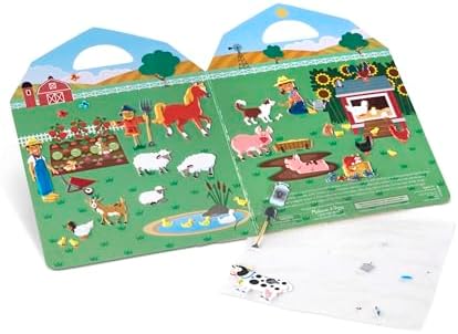 Set de joc cu stickere umflate Melissa & Doug - La fermă - 52 de stickere reutilizabile, 2 scene extensibile - imagine 4