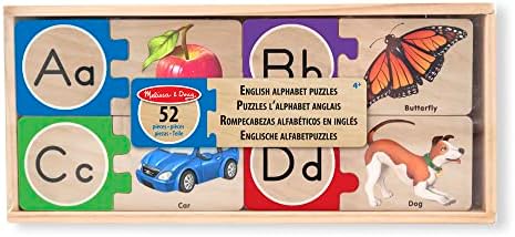 Puzzle din lemn cu alfabet autocolante Melissa & Doug și cutie de depozitare (52 piese) - Optimizat pentru SEO: Puzzle educativ pentru copii, alfabet interactiv din lemn, joc de învățare a literei. - imagine 5