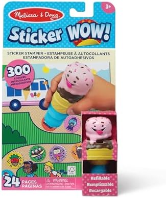 Melissa & Doug Caiet de activități cu 24 de pagini și autocolante Wow!, 300 de autocolante, jucărie de activitate creativă. Figurină colecționabilă, înghețată.