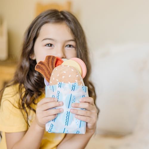 Set de jucării din lemn Melissa & Doug pentru tăiat și așezat sandvișuri - Joc de rol cu alimente din lemn pentru copii de peste 3 ani - Cadou pentru băieți sau fete - imagine 3