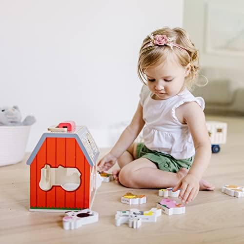 Fermă de jucărie din lemn Melissa & Doug - Fermă de jucărie pentru călătorii cu 10 figurine, jucărie de fermă, jucărie educativă pentru sortare și empilare pentru copii și preșcolari de la 2 ani - imagine 6
