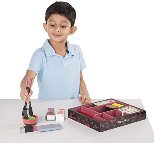 Set de joc din lemn Melissa & Doug pentru tăiat sushi | Joc de fantezie | Joc culinar | 3+ ani | Cadou pentru băieți sau fete - imagine 2