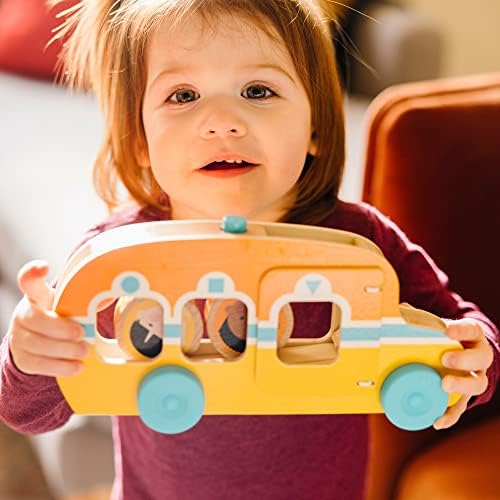 Autobuz pentru copii Melissa & Doug GO Tots, jucărie de lemn pentru copii mici, jucărie de dezvoltare, jucărie de lemn de la 1 an, cadou pentru băieți și fete, materiale certificate FSC. - imagine 2