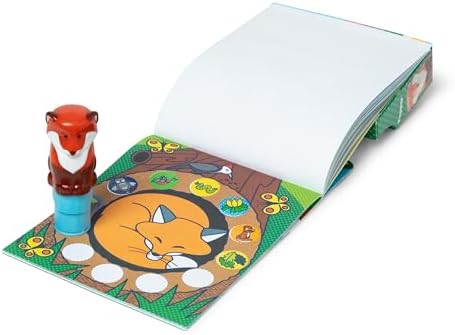Caiet de activități cu autocolante Melissa & Doug WOW, 24 pagini și 300 de autocolante, cu ștampilă pentru autocolante, artă și meserii, figurină colecționabilă - Vulpe - imagine 6