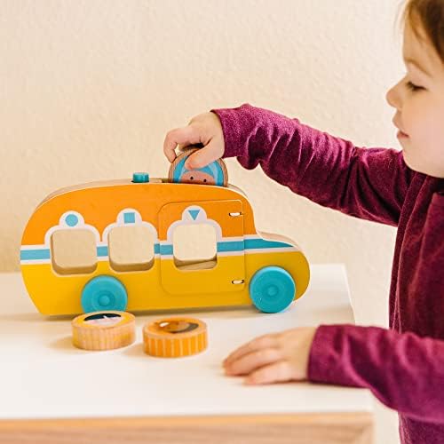 Autobuz pentru copii Melissa & Doug GO Tots, jucărie de lemn pentru copii mici, jucărie de dezvoltare, jucărie de lemn de la 1 an, cadou pentru băieți și fete, materiale certificate FSC. - imagine 4