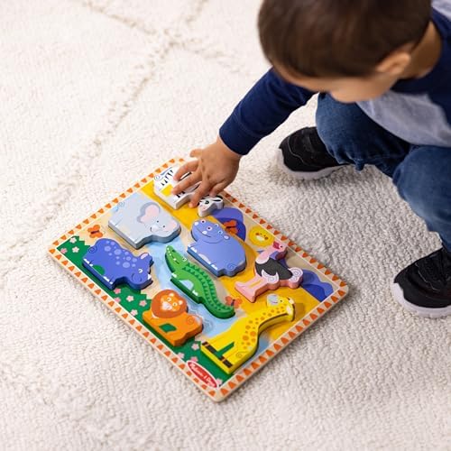 Puzzle din lemn Melissa & Doug Safari, multicolor - Joc educativ pentru copii - imagine 2