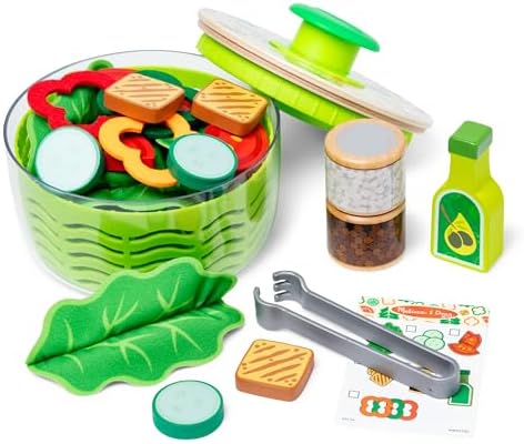 Set de jucării Melissa & Doug pentru salată cu centrifugă pentru copii, pentru băieți și fete de 3 ani și peste