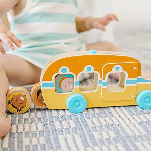 Autobuz pentru copii Melissa & Doug GO Tots, jucărie de lemn pentru copii mici, jucărie de dezvoltare, jucărie de lemn de la 1 an, cadou pentru băieți și fete, materiale certificate FSC. - imagine 3