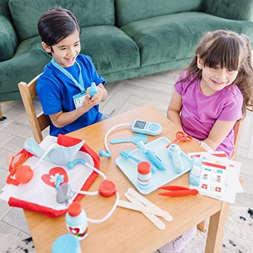 Set de jucării medicale Melissa & Doug „Fii bine în curând” din lemn, set de joacă Montessori pentru copii de 3 ani și peste, cadou pentru băieți sau fete - imagine 5