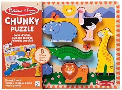 Puzzle din lemn Melissa & Doug Safari, multicolor - Joc educativ pentru copii - imagine 6
