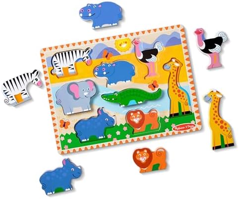 Puzzle din lemn Melissa & Doug Safari, multicolor - Joc educativ pentru copii - imagine 4