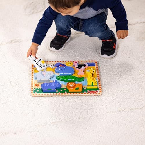 Puzzle din lemn Melissa & Doug Safari, multicolor - Joc educativ pentru copii - imagine 3