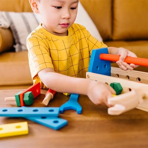 Set de scule portabil Melissa & Doug din lemn (24 piese) - Jucărie de construcție - imagine 3