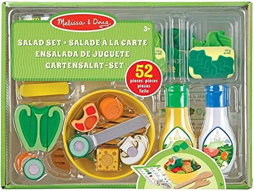 Set de jucării Melissa & Doug pentru salată - 52 de piese din lemn și fetru, tăiate și aruncate