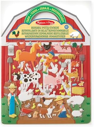 Set de joc cu stickere umflate Melissa & Doug - La fermă - 52 de stickere reutilizabile, 2 scene extensibile