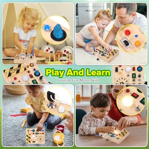 Jucărie Montessori Busy Board pentru copii de la 1 an, tablă de activități din lemn cu 10 comutatoare și 23 lumini LED - Jucărie senzorială pentru dezvoltarea abilităților motorii pentru bebeluși și copii de 1, 2, 3 și 4 ani, băieți și fete.
Optimizare SEO: Jucărie Montessori Busy Board pentru dezvoltarea abilităților motorii la copii de 1-4 ani. - imagine 3