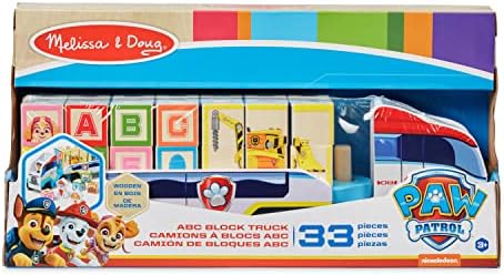 Melissa & Doug Paw Patrol ABC, Camion Gigant cu Remorcă din Lemn, Blocuri de Lemn, Jucărie de Lemn, Jucărie Educațională, Figurine și Puzzle Art, 3 - 8 Ani, Cadou pentru Băieți sau Fete - imagine 6