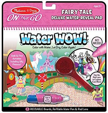 Melissa & Doug 40173 - Caiet de activități deluxe Water Wow-Poveste de basm, perfect pentru călătorii, potrivit copiilor de la 3 ani, cadou pentru băieți sau fete, alb