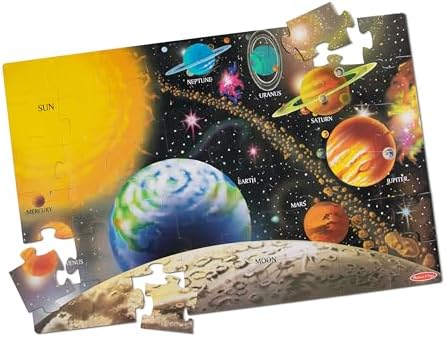 Puzzle de podea cu sistemul solar Melissa & Doug (48 de piese) - Optimizat pentru SEO: Joc educativ de asamblare a sistemului solar.