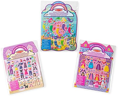 Melissa & Doug | Pachet de 3 | Stickere pufoase reutilizabile - Îmbracă-te ca o prințesă sau sirenă - imagine 2