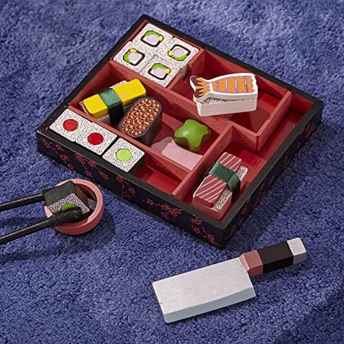Set de joc din lemn Melissa & Doug pentru tăiat sushi | Joc de fantezie | Joc culinar | 3+ ani | Cadou pentru băieți sau fete - imagine 4